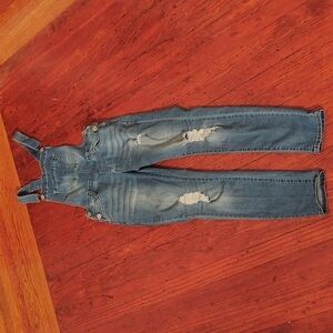 Wallflower Anabelle Distressed Denim Overalls Sz S
